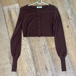 Danielle Guizio Brown Cropped Cardigan